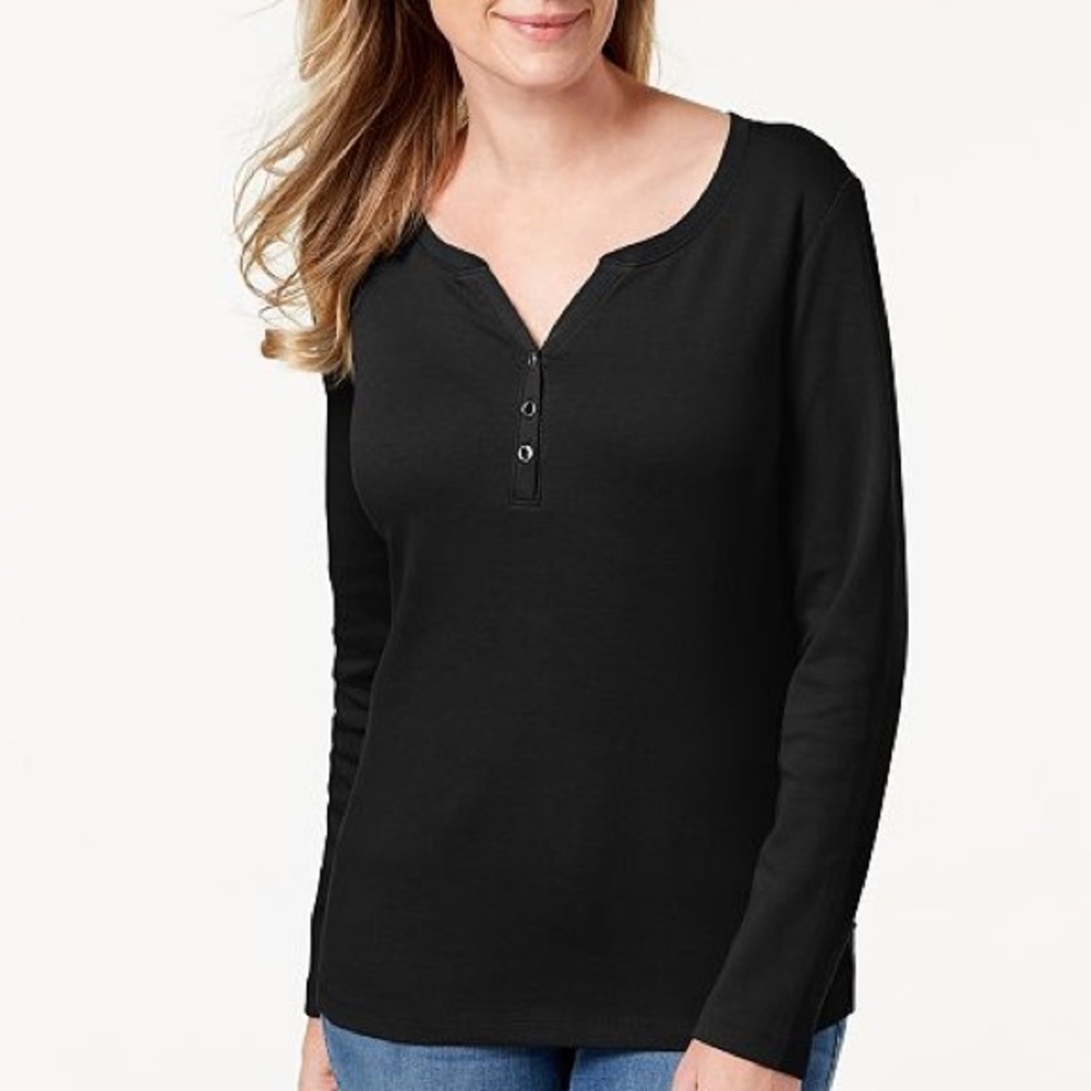 Petite NWT Karen Scott Long Sleeve with Buttons